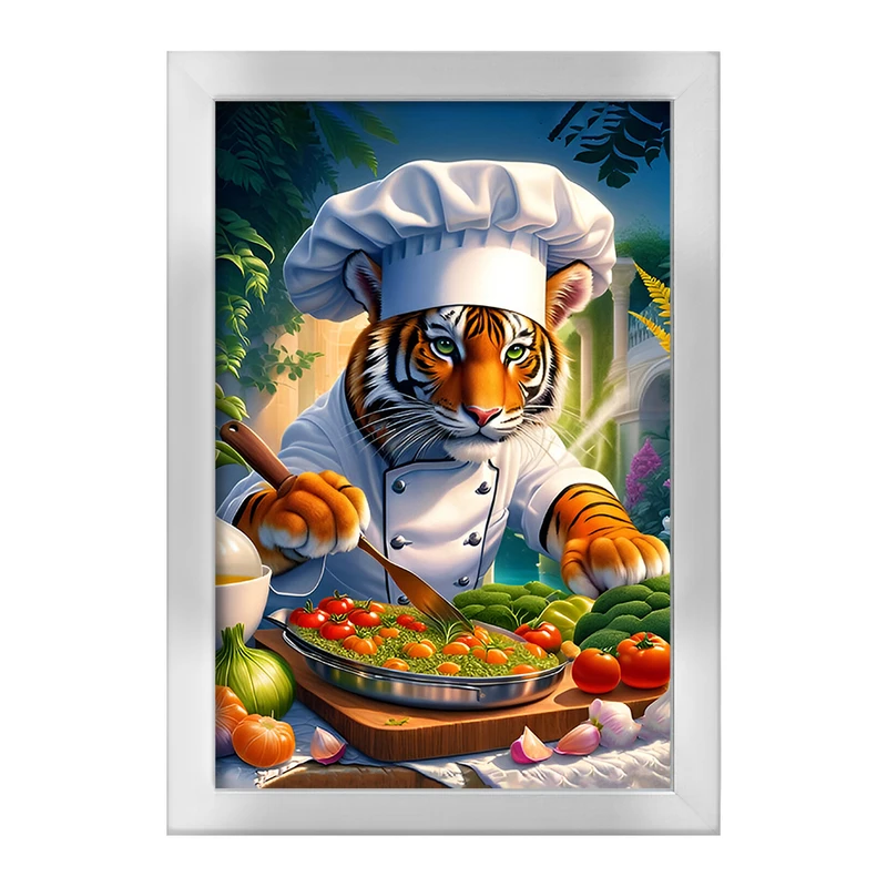 تابلو خندالو طرح ببر آشپز کد F6741