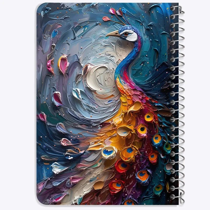 دفتر یادداشت 50 برگ خندالو طرح نقاشی طاووس کد F12631