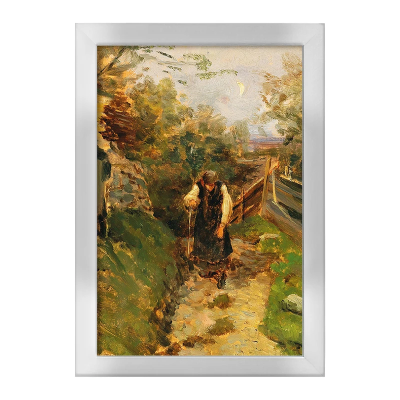 تابلو خندالو طرح نقاشی زن دهقانی در حال بازگشت به خانه اثر اولگا ویزینگر کد F12476