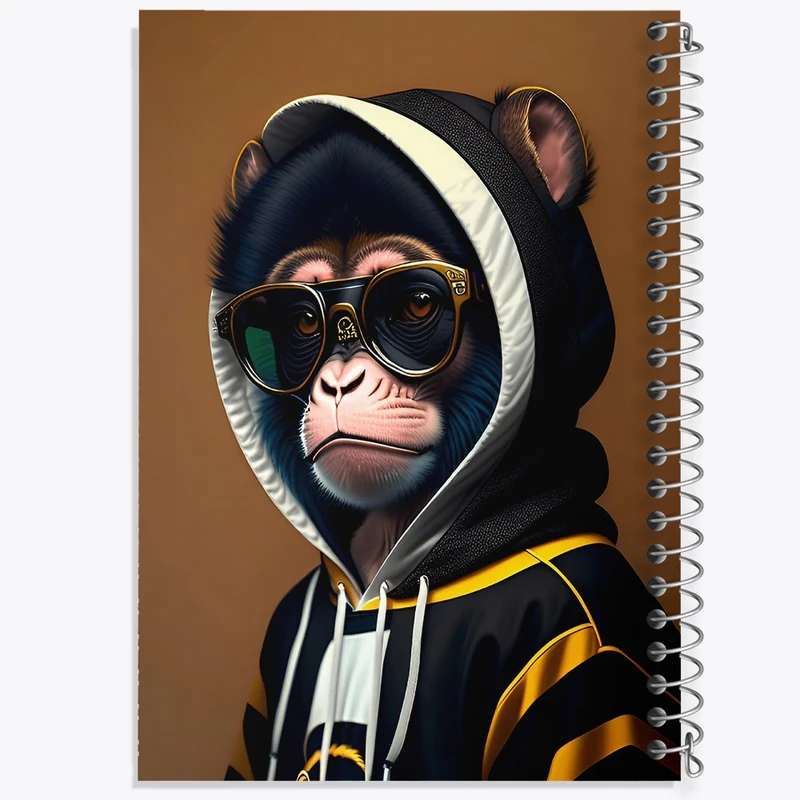 دفتر ژورنال نویسی 50 برگ خندالو مدل نقطه ای طرح میمون بامزه کد F3381