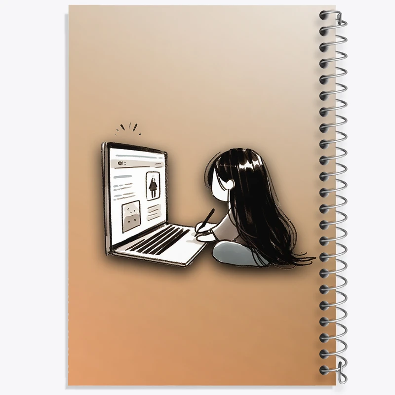 دفتر مشق 50 برگ خندالو طرح دخترانه بامزه کد F3319