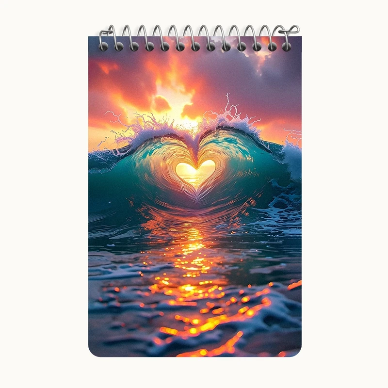 دفتر یادداشت 50 برگ خندالو طرح موج دریا و قلب کد F10673