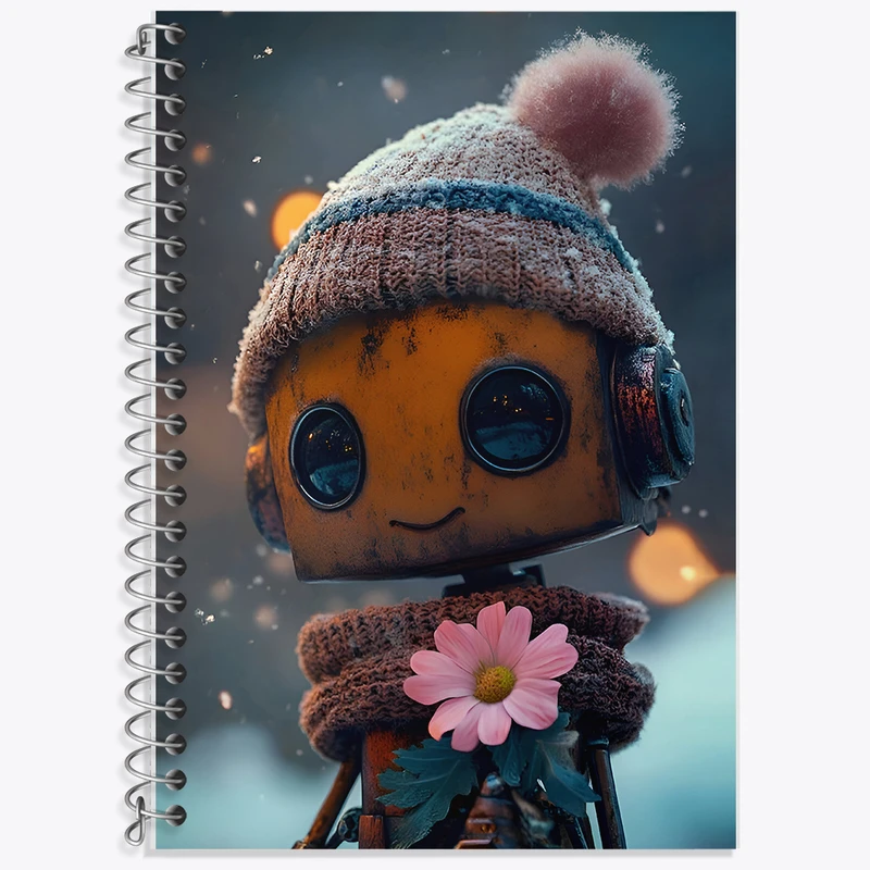 دفتر زبان 50 برگ خندالو مدل دو خط طرح ربات کیوت کد F9474