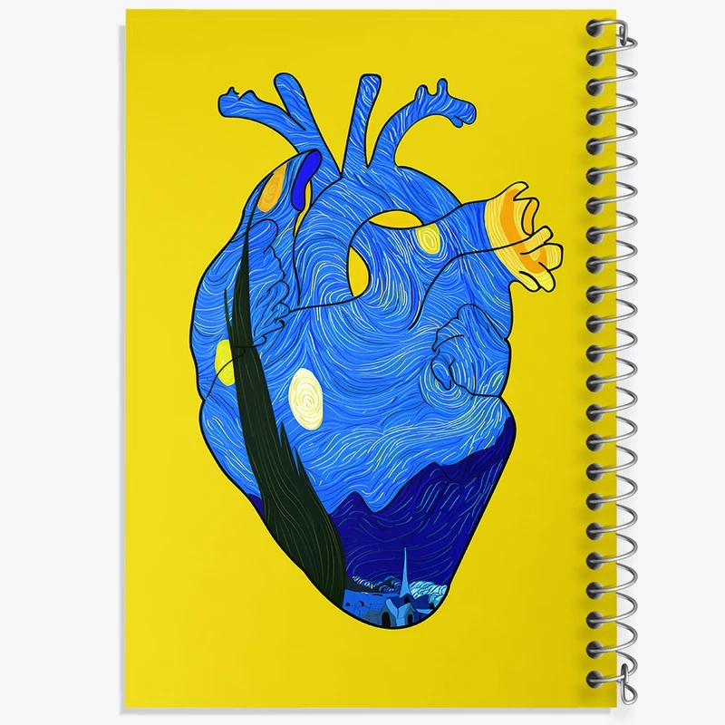 دفتر طراحی 50 برگ خندالو طرح قلب ونسان ونگوگ کد N5132