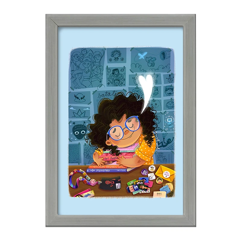 تابلو خندالو طرح دختر کتاب خوان کد F10949