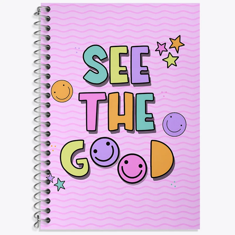 دفتر زبان 50 برگ خندالو مدل دو خط طرح See The Good کد N6015