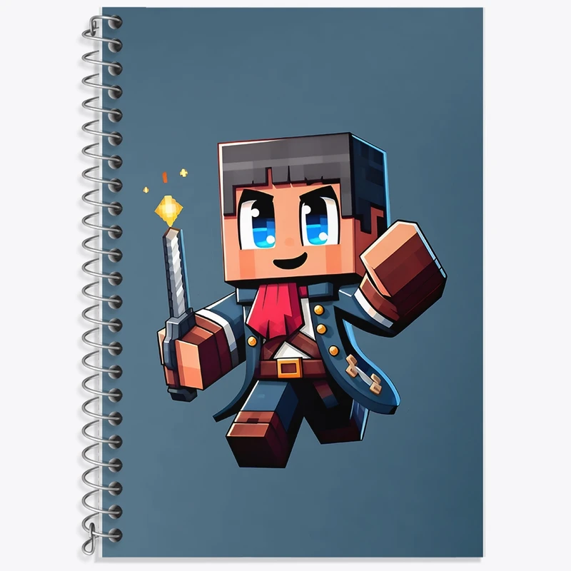 دفتر زبان 50 برگ خندالو مدل سه خط طرح ماینکرافت (Minecraft) کد F12064