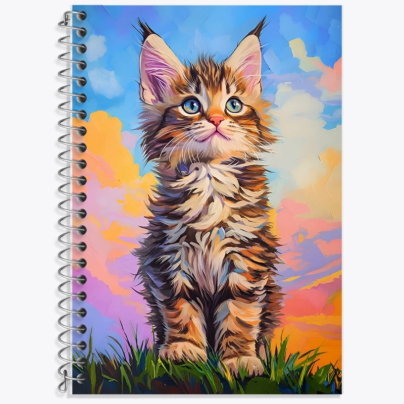 دفتر زبان 50 برگ خندالو مدل سه خط طرح گربه بامزه کد F9014