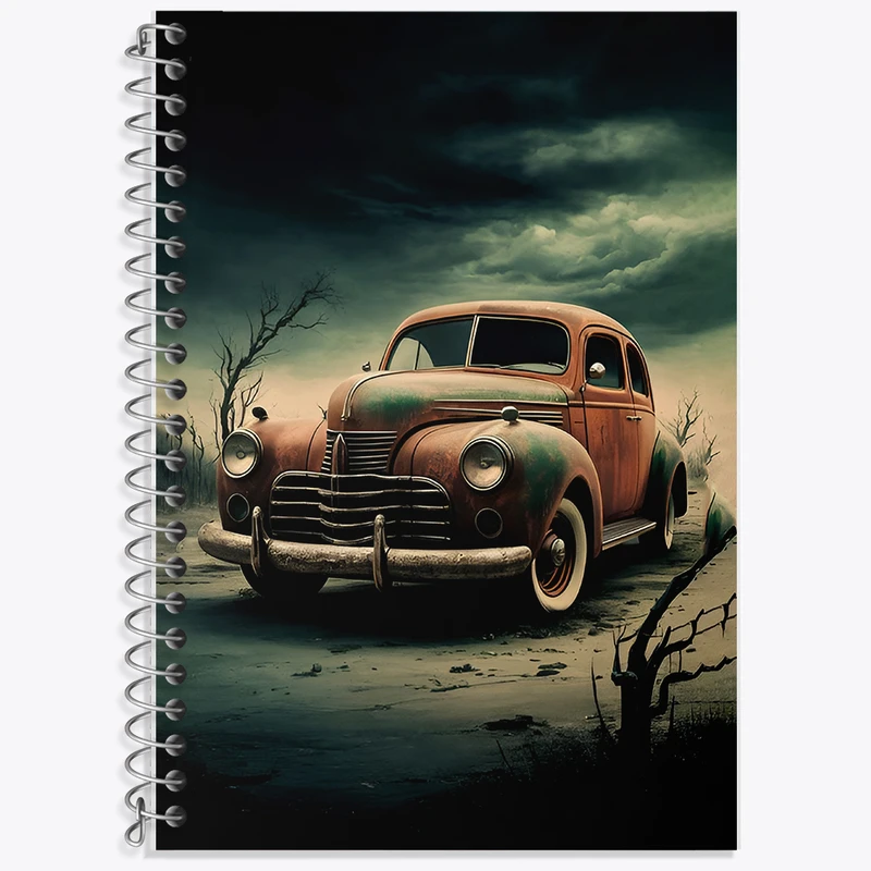 دفتر زبان 50 برگ خندالو مدل دو خط طرح ماشین کلاسیک کد F12600