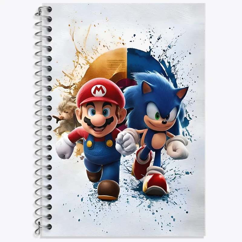 دفتر زبان 50 برگ خندالو مدل سه خط طرح سوپر ماریو (Super Mario) کد F8559