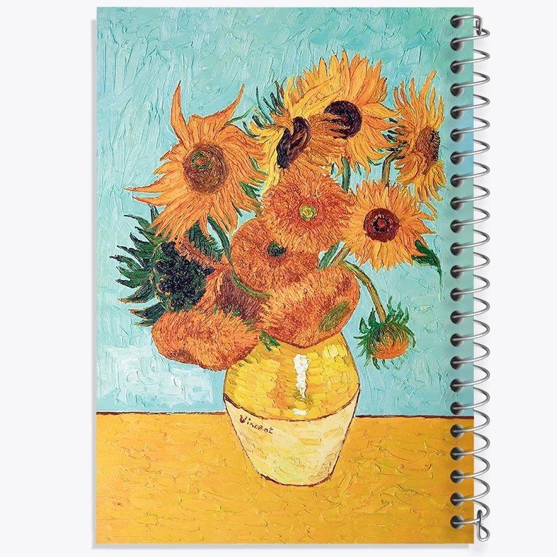 دفتر طراحی 50 برگ خندالو طرح گل های آفتابگردان ونگوگ  کد 3730