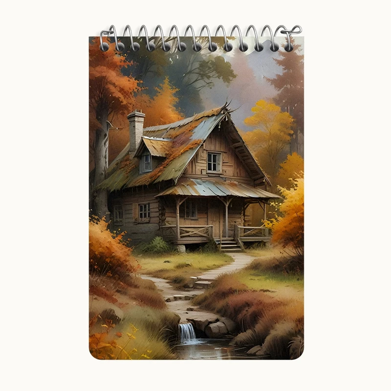 دفتر یادداشت 50 برگ خندالو طرح کلبه پاییزی کد F5514