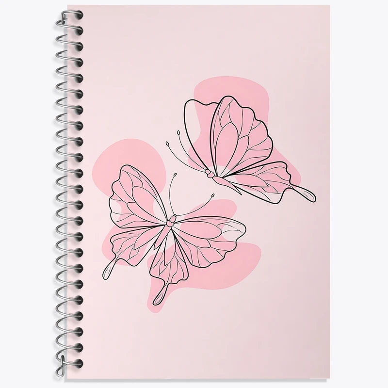 دفتر زبان 50 برگ خندالو مدل سه خط طرح پروانه مینیمال کد F3639