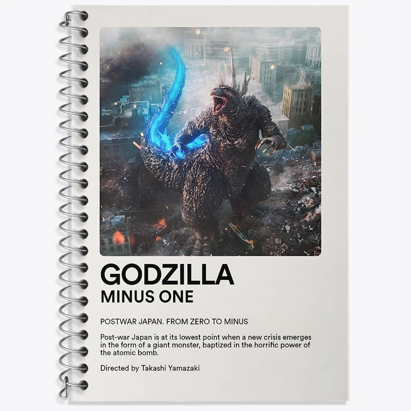 دفتر زبان 50 برگ خندالو مدل سه خط طرح گودزیلا (Godzilla Minus One) کد F13420
