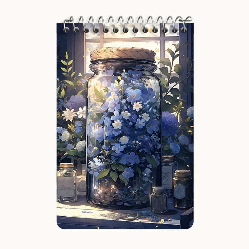 دفتر یادداشت 50 برگ خندالو طرح گل های آبی کد F9351