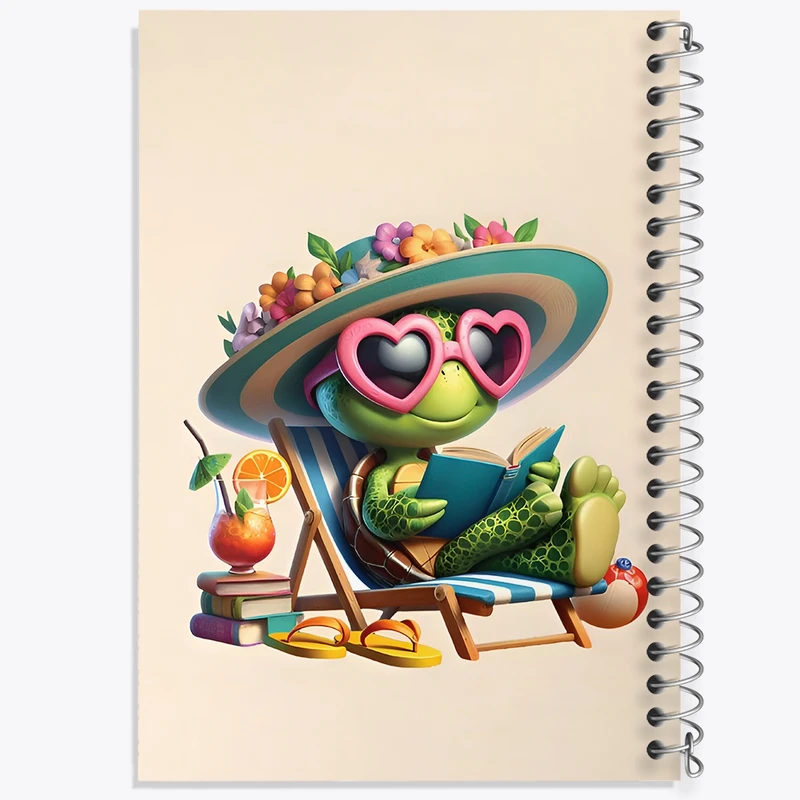 دفتر شطرنجی 50 برگ خندالو طرح لاکپشت بامزه کد N6497