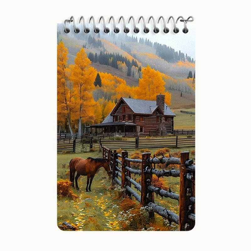 دفتر یادداشت 50 برگ خندالو طرح مزرعه ی پاییزی کد F7360