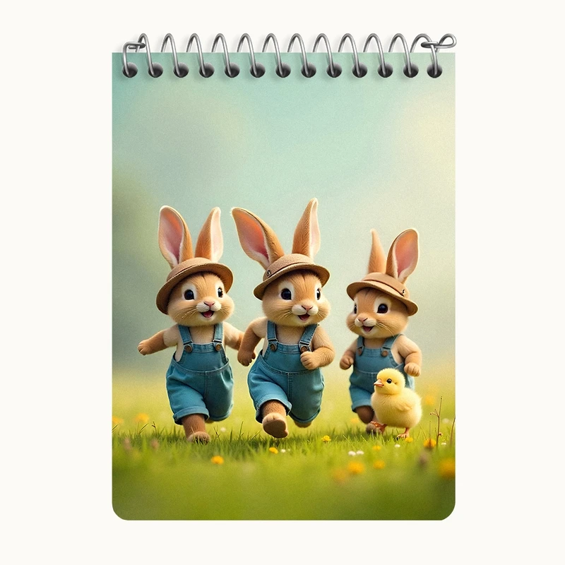 دفتر یادداشت 50 برگ خندالو طرح خرگوش های کیوت کد N5043