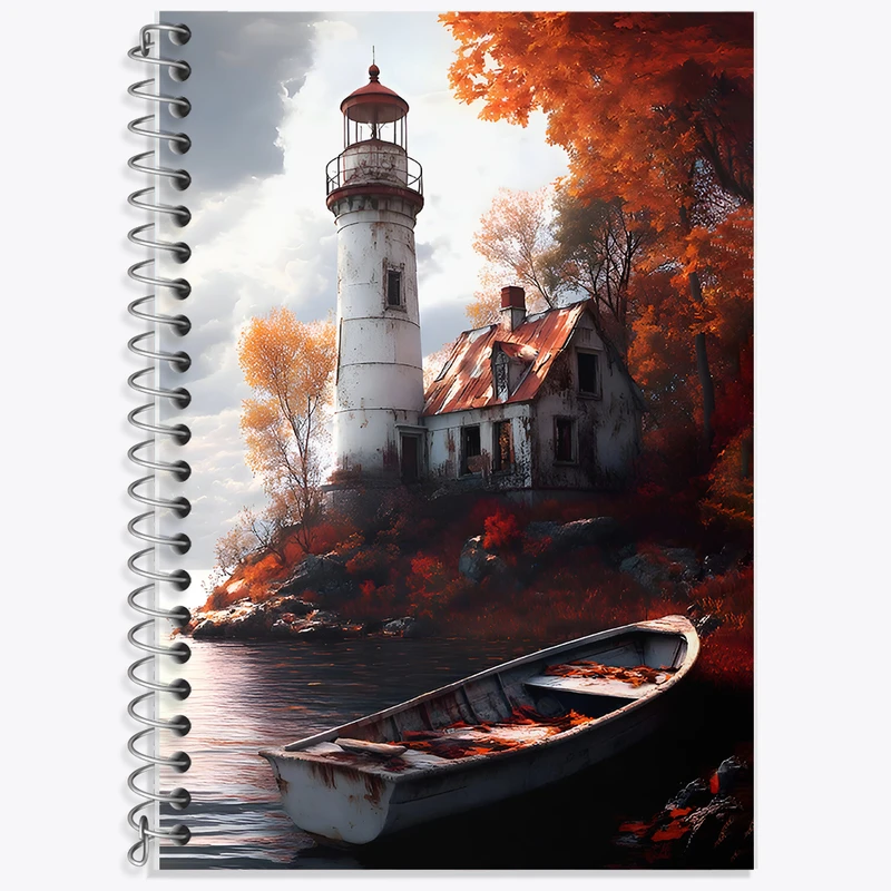 دفتر زبان 50 برگ خندالو مدل دو خط طرح قایق و طبیعت کد F9921