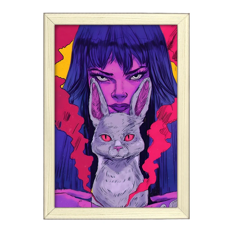 تابلو خندالو طرح دختر و خرگوش کد F5178