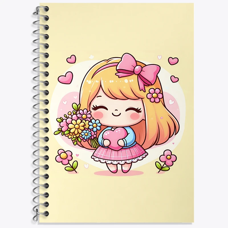 دفتر زبان دوخط 50 برگ خندالو طرح دخترانه کیوت کد F3612