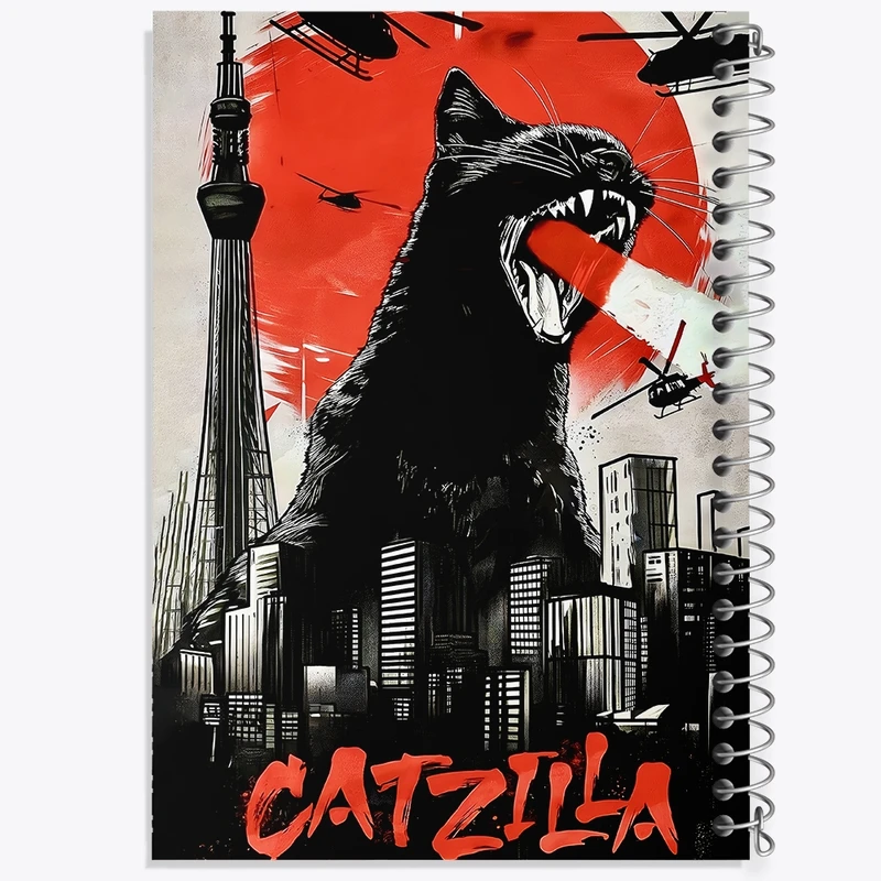دفتر ژورنال نویسی 50 برگ خندالو مدل نقطه ای طرح کت زیلا (Catzilla) کد F13709