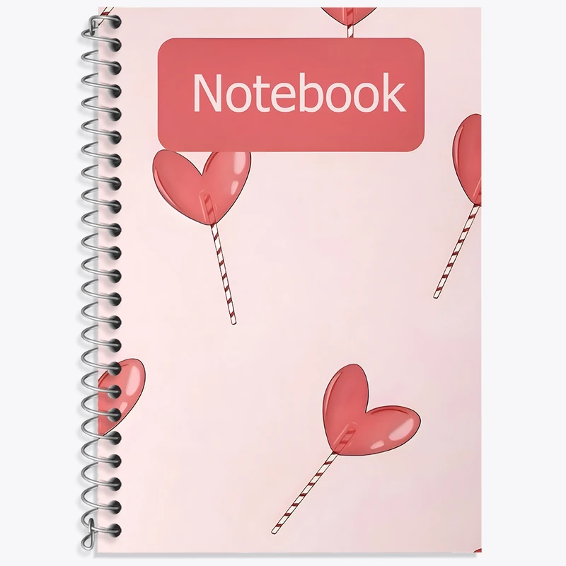 دفتر زبان 50 برگ خندالو مدل سه خط طرح آبنبات قلبی کد N6659