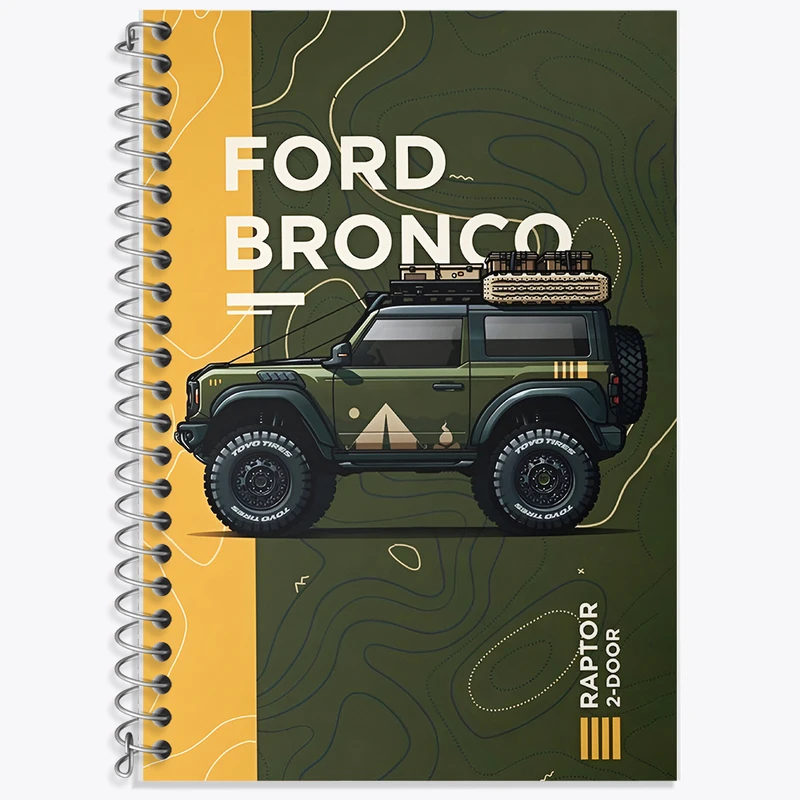 دفتر زبان دوخط 50 برگ خندالو طرح فورد (Ford Bronco) کد F14174