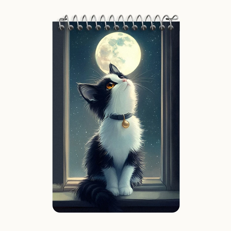 دفتر یادداشت 50 برگ خندالو طرح گربه و ماه کد F7202