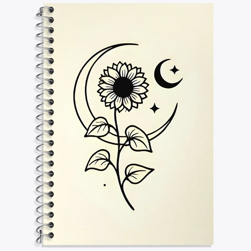 دفتر زبان 50 برگ خندالو مدل سه خط طرح ماه و گل کد N6752