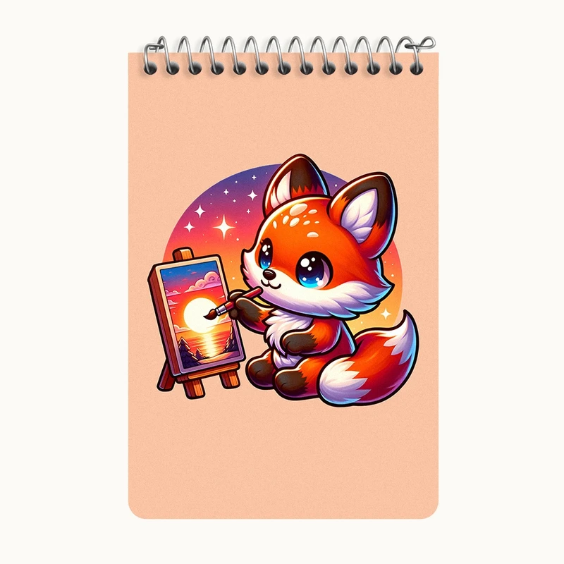 دفتر یادداشت 50 برگ خندالو طرح روباه نقاش کد F7722