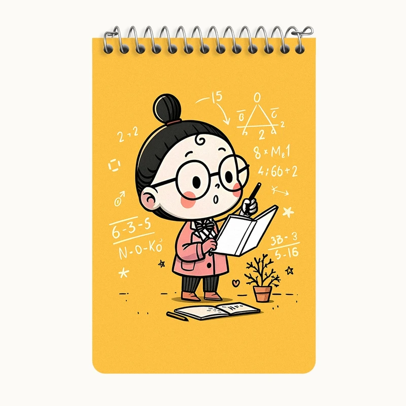 دفتر یادداشت 50 برگ خندالو طرح دختر ریاضیدان کد F8044
