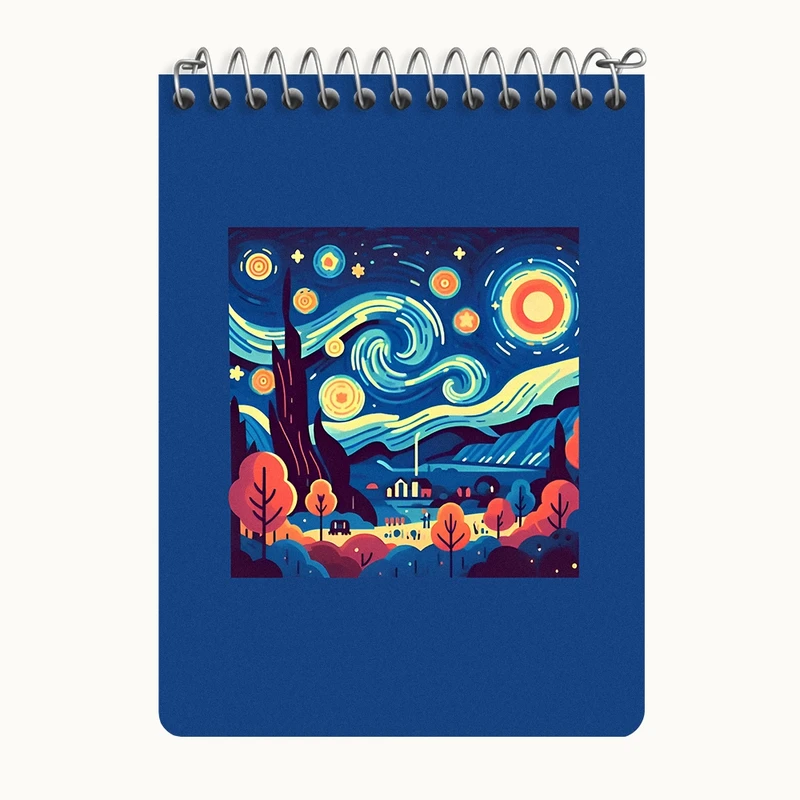 دفتر یادداشت 50 برگ خندالو طرح شب پرستاره ونگوگ کد N6483