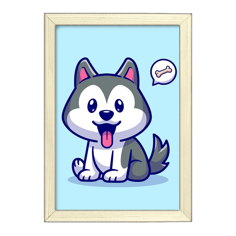 تابلو خندالو طرح حیوانات بامزه سگ هاسکی کد 25421