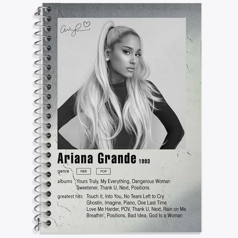 دفتر زبان 50 برگ خندالو مدل دو خط طرح آریانا گرانده (Ariana Grande) کد F11241