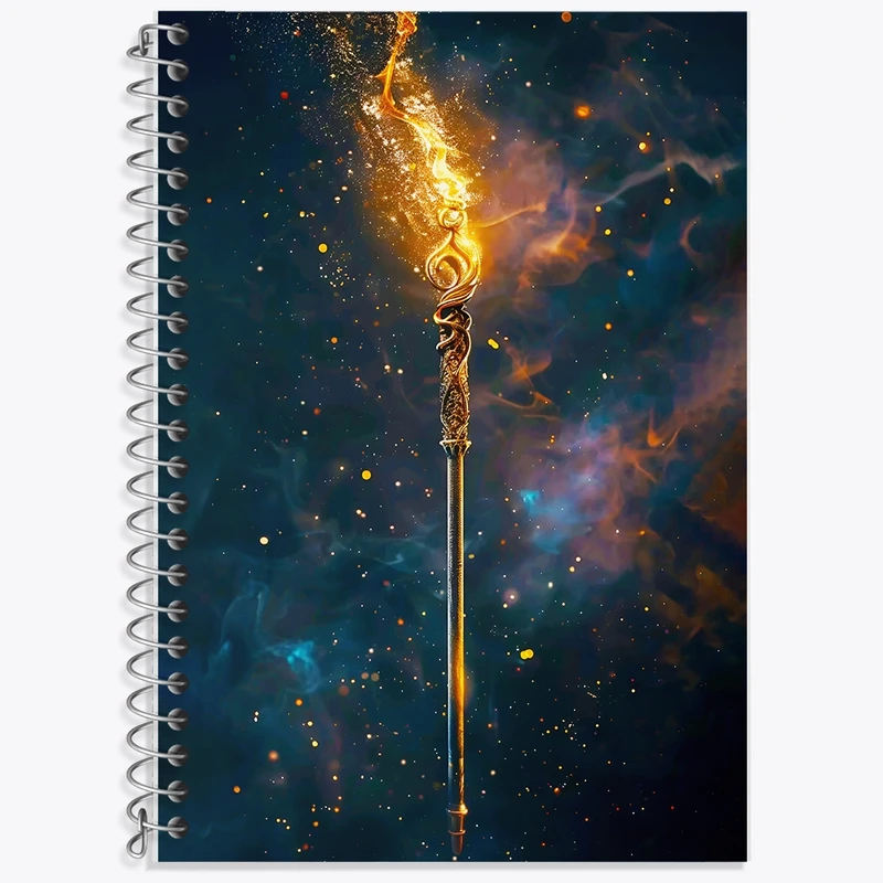 دفتر زبان 50 برگ خندالو مدل سه خط طرح عصای هری پاتر (Harry Potter) کد F10003