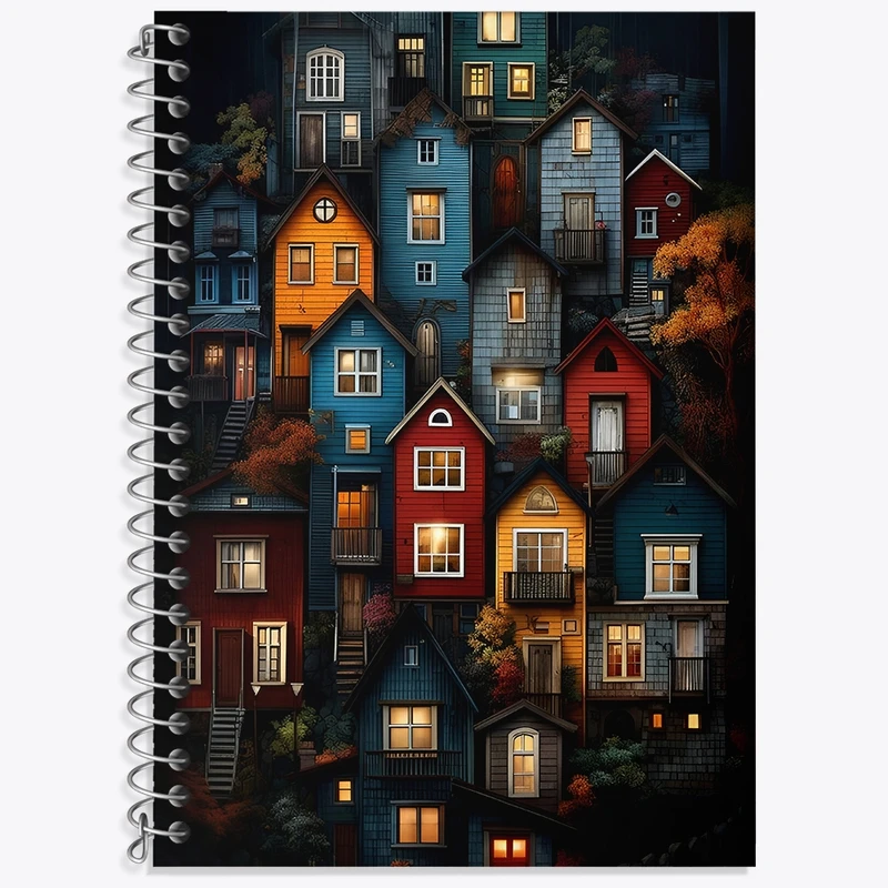 دفتر لغت 50 برگ خندالو طرح خانه های رنگی کد F4216