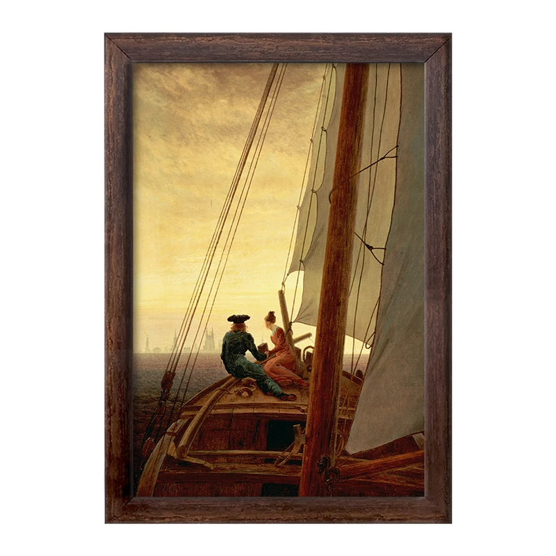 تابلو خندالو طرح نقاشی سوار بر قایق بادبانی اثر کاسپار دیوید فردریش کد F12497