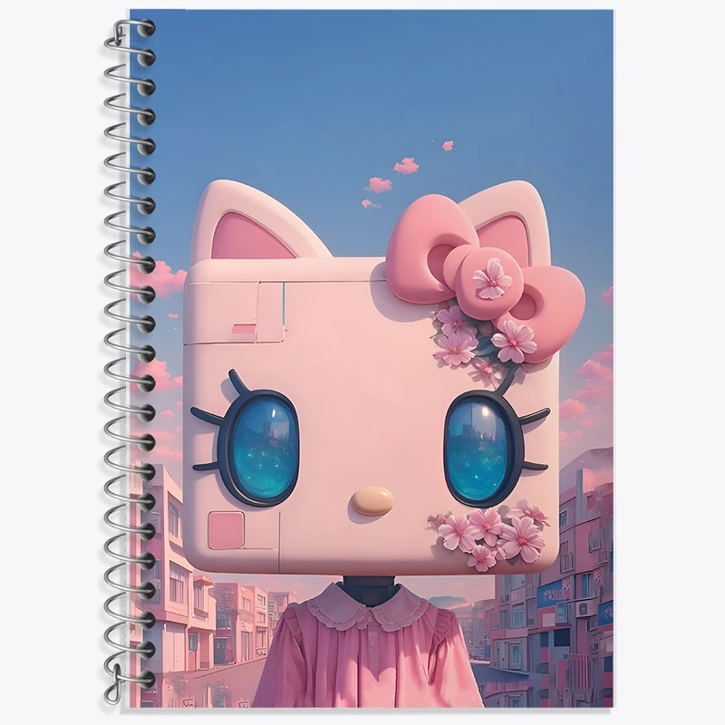 دفتر زبان 50 برگ خندالو مدل سه خط طرح هلو کیتی (Hello Kitty) کد F11486