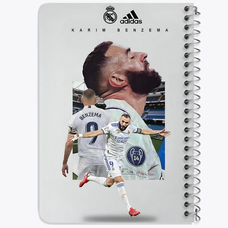 دفتر یادداشت 50 برگ خندالو طرح کریم بنزما (Karim Benzema) کد F13480