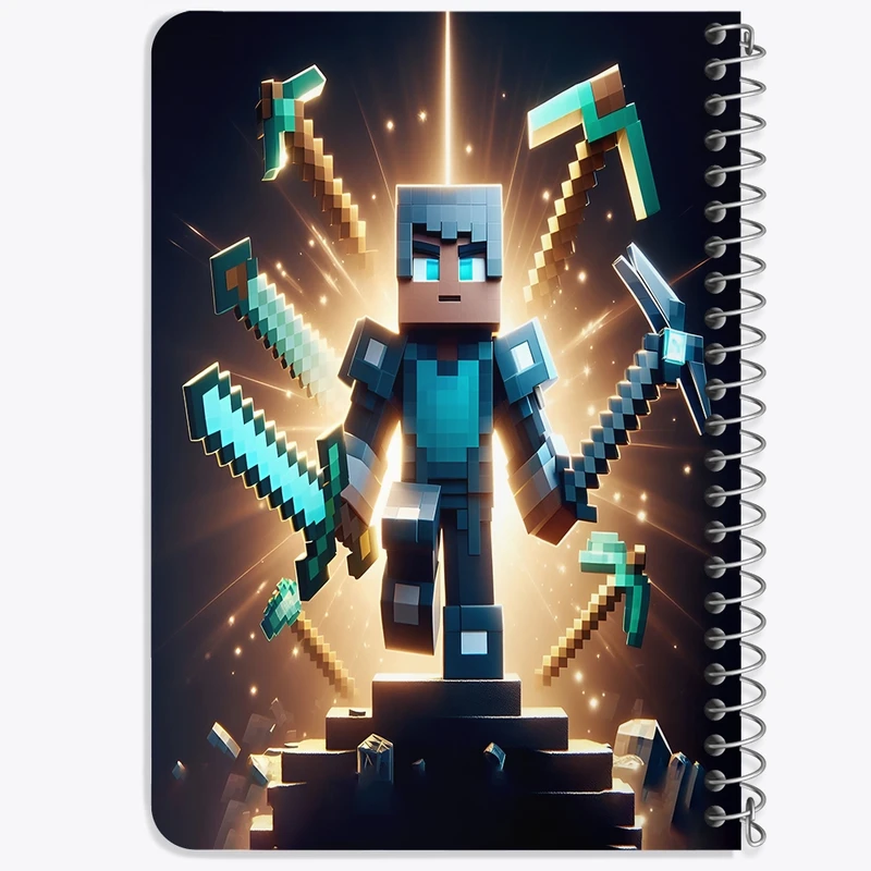 دفتر یادداشت 50 برگ خندالو طرح ماینکرافت (Minecraft) کد F3544