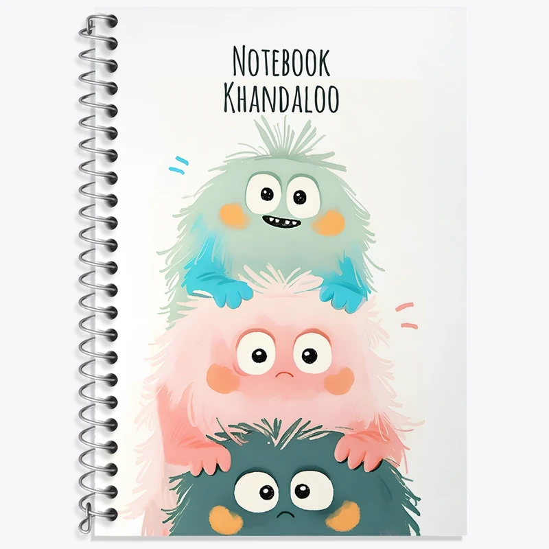 دفتر زبان 50 برگ خندالو مدل سه خط طرح هیولاهای بامزه کد N7157