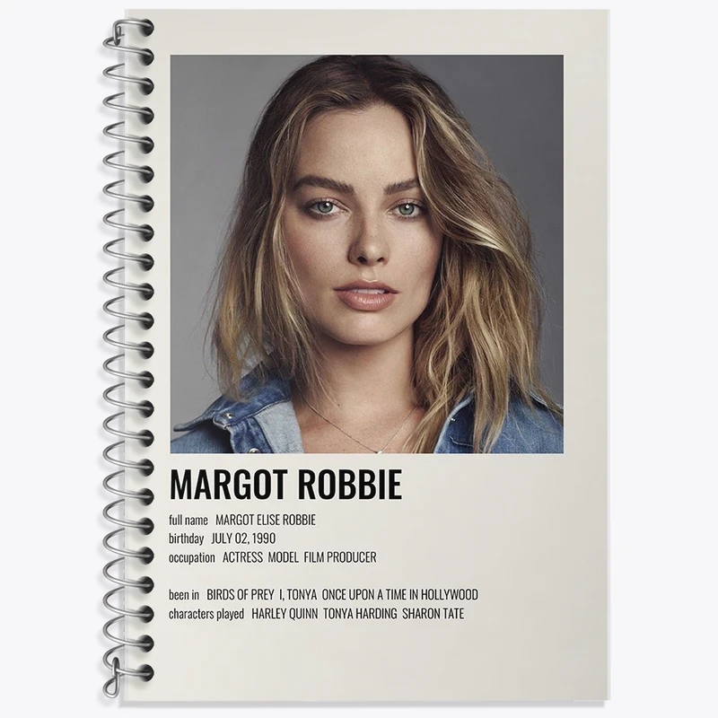 دفتر زبان 50 برگ خندالو مدل سه خط طرح مارگو رابی (Margot Robbie) کد F13137