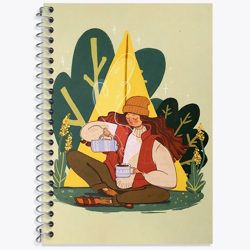 دفتر لغت 50 برگ خندالو طرح دختر و کمپ در طبیعت کد F4892