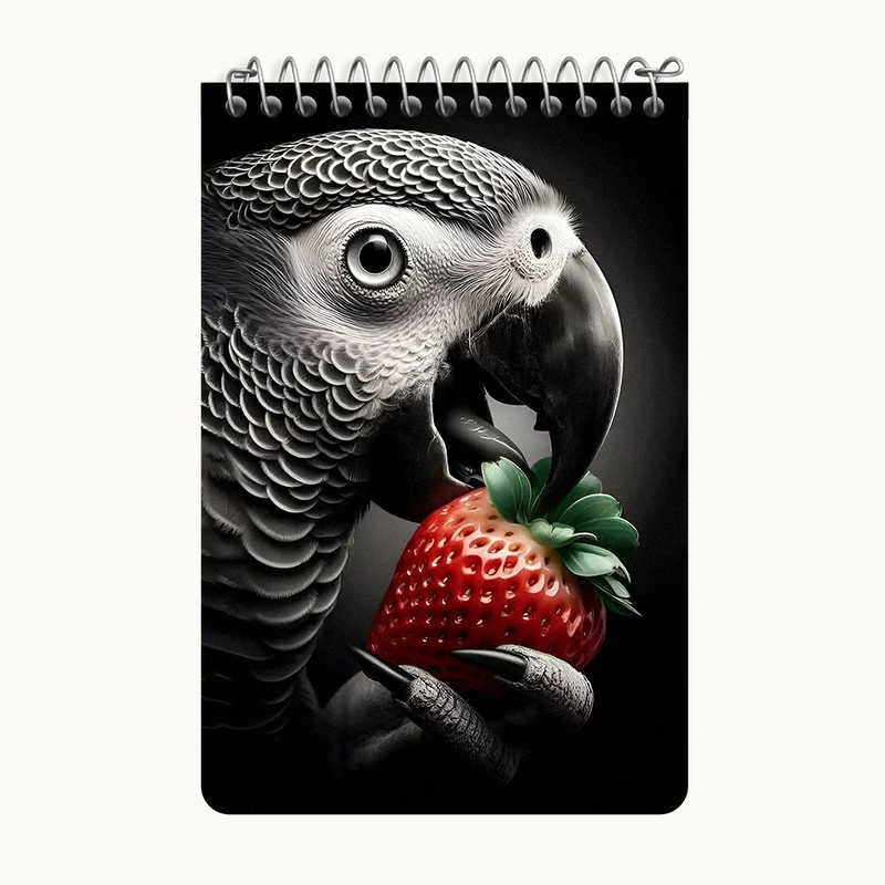 دفتر یادداشت 50 برگ خندالو طرح کاسکو (Grey parrot) کد F11998
