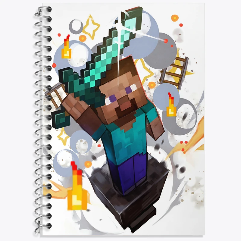 دفتر زبان دوخط 50 برگ خندالو طرح ماینکرافت (Minecraft) کد F13630