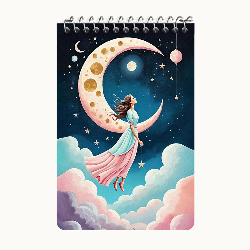 دفتر یادداشت 50 برگ خندالو طرح دختر و ماه کد F5129