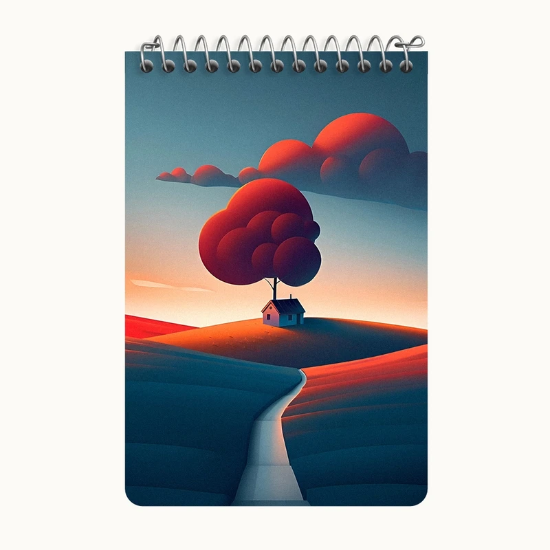 دفتر یادداشت 50 برگ خندالو طرح جاده و خانه کد F6225