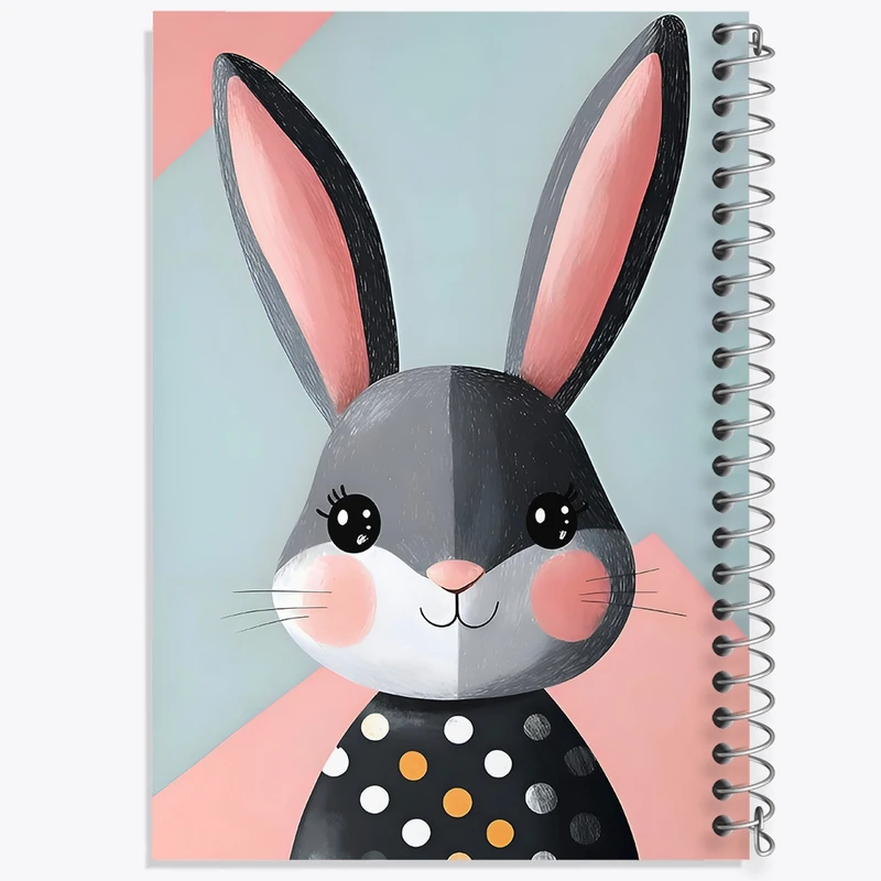 دفتر ژورنال نویسی 50 برگ خندالو مدل نقطه ای طرح خرگوش بامزه کد F9867