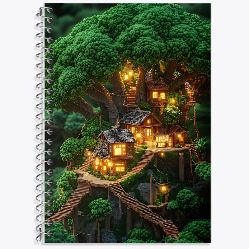 دفتر لغت 50 برگ خندالو طرح کلبه های جنگلی کد F12745